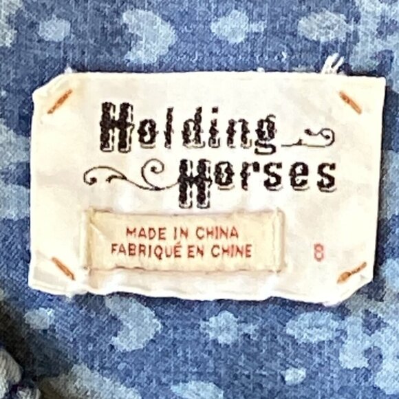 Anthropologie Holding Horses Ikat Blue Chambray Shirt Sz 8(XS) #304C - Picture 9 of 10